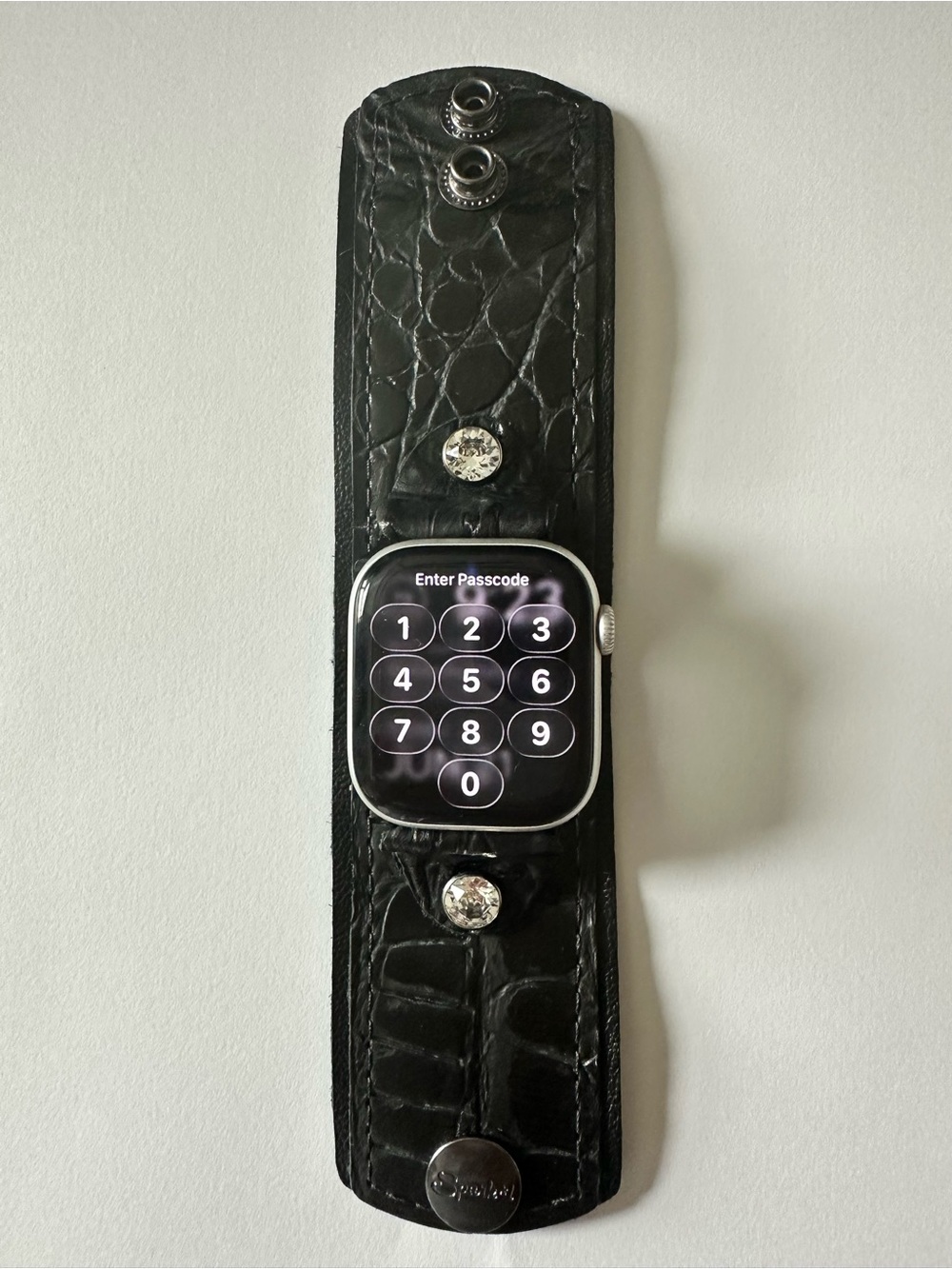 Spark’l Black Croc-Wide Leather Apple Watch Cuff